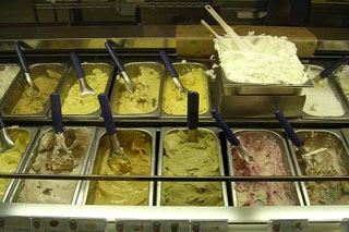 10の鍋の店/モールのための青く堅いアイス クリームの表示フリーザーの習慣