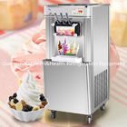 3つの味は上のLED表示が付いている機械を作る柔らかいサーブのアイス クリームをテーブル