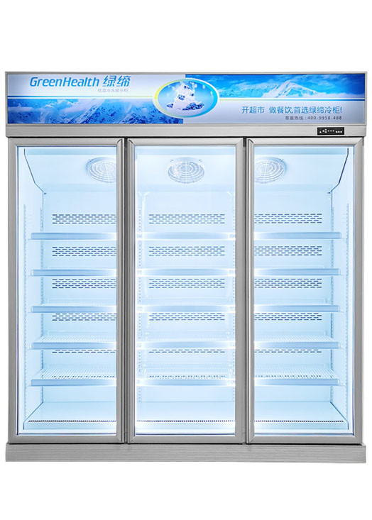直立したガラス アイス クリームの凍らせていた肉のためのドアのフリーザーによって凍らせている表示