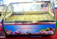 カスタマイズされた鍋が付いているジェラートの店の商業アイス クリームの表示フリーザー