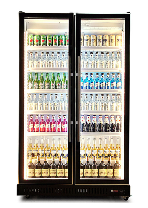 扇風機 冷却 商用ディスプレイ 冷蔵庫 多重ガラス ドア ブラザー 黒色 飲み物 ディスプレイ 冷蔵庫