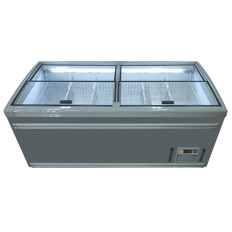 白 / グレー スーパーマーケット 食料品店用の自動解凍器の島冷凍庫