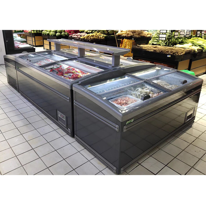 白 / グレー スーパーマーケット 食料品店用の自動解凍器の島冷凍庫