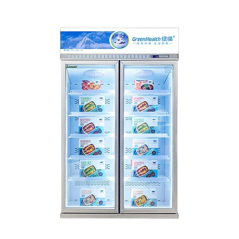5 層 棚 銀 シャンパン 色 ガラス ドア フリーザー 冷凍 海鮮