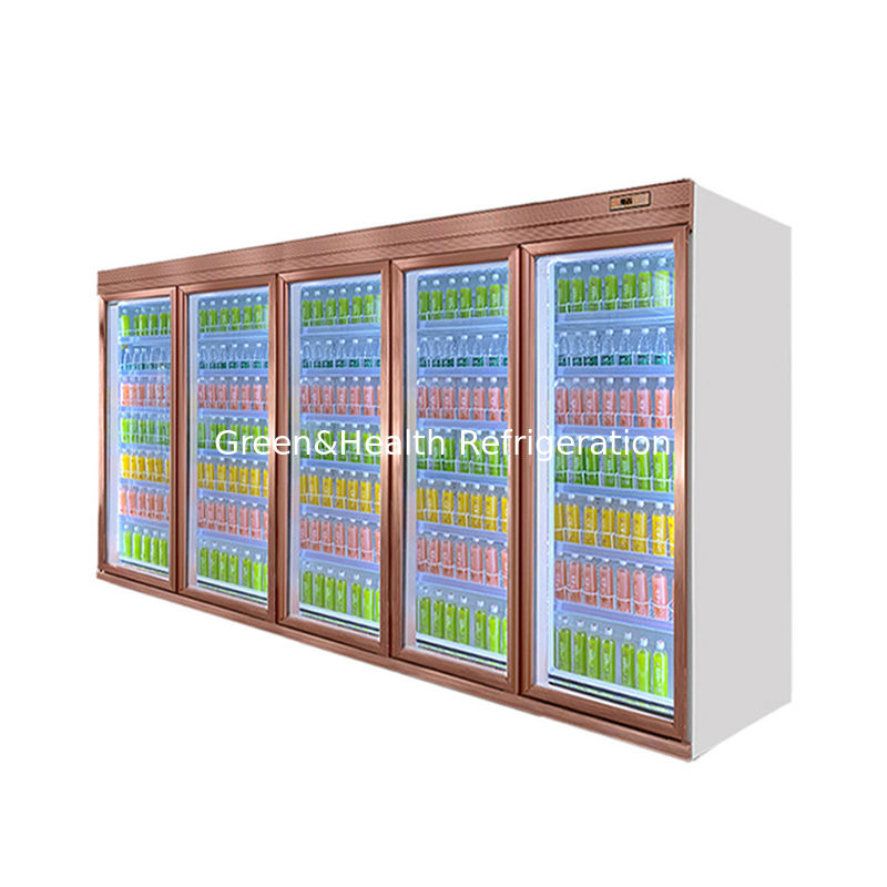 ファン冷却システムとカスタマイズ可能な容量を備えた5段調整可能棚ガラスドア飲料クーラー