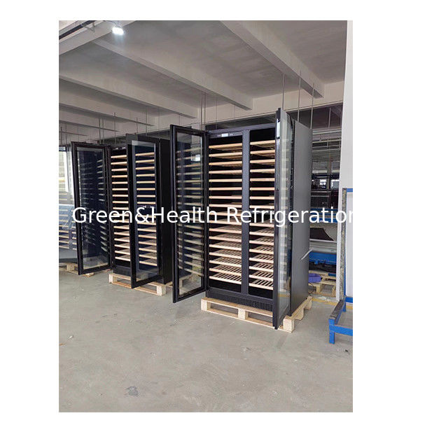 業務用デュアルゾーン温度ワインクーラー、ビーチ材棚板、316本収納可能