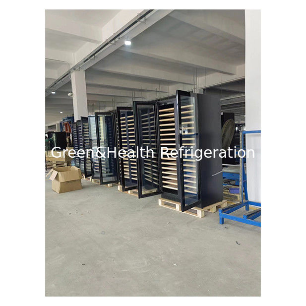 業務用デュアルゾーン温度ワインクーラー、ビーチ材棚板、316本収納可能