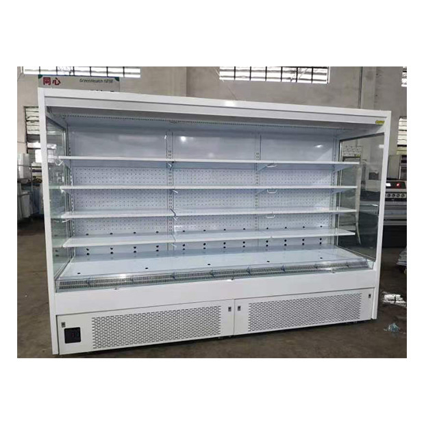 高品質の商業用 右角5層棚 オープン 食品保管 空気カーテン キャビネット 冷蔵庫