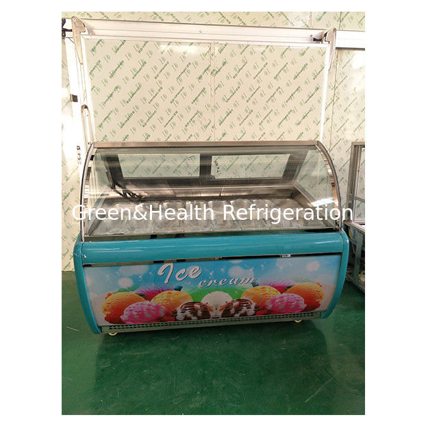 工場直結曲線ガラス 16 トレイ アイスクリームディスプレイ 冷蔵庫 調節可能 温度調節器
