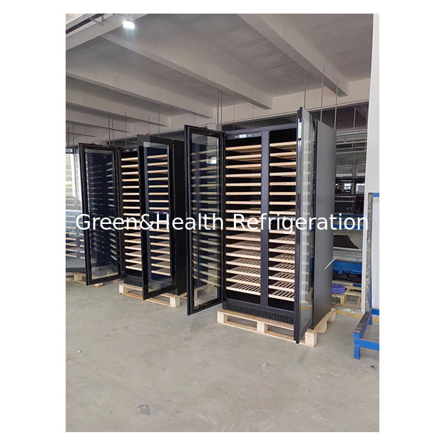 ETL証明書 68 ボトル 2 ガラスドア 2 独立温度ゾーン オーク木棚 赤ワイン保管 冷蔵庫 冷蔵庫