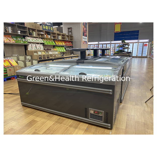 Commercial Supermarket Large Meatball Frozen Product Storage Refrigerated Island Cabinet Fridge