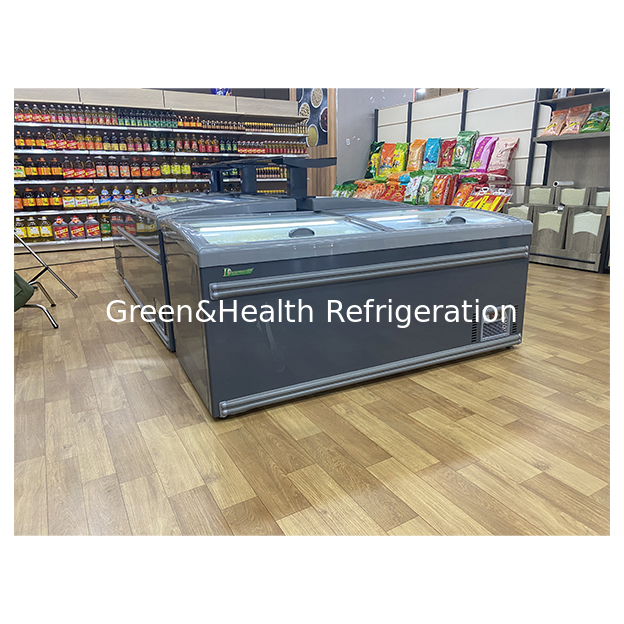 Commercial Supermarket Large Meatball Frozen Product Storage Refrigerated Island Cabinet Fridge