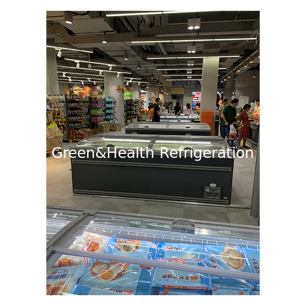 Commercial Supermarket Large Meatball Frozen Product Storage Refrigerated Island Cabinet Fridge