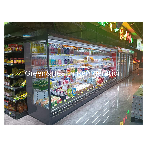 直角五層スーパーマーケット果物/野菜/牛乳冷蔵オープンキャビネット冷凍庫