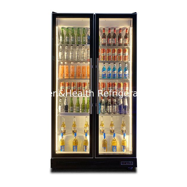 縦型二枚ガラスドア 複数LEDライト ワインと飲料の冷蔵ディスプレイ冷凍庫