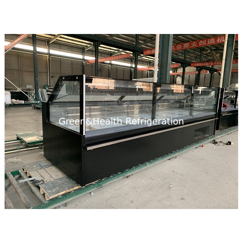 Large Commercial Horizontal Static Cooling Design With Evaporator Gravity Service Counter Meat Beef Display Freezer