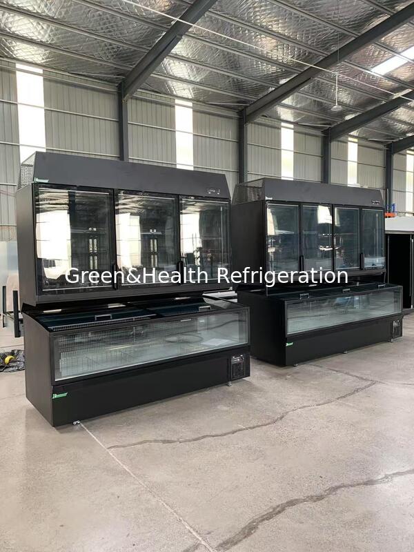 スーパーマーケット向け コマーシャル複合ディスプレイフリーザー - トップガラスドア＆ボトムアイランドフリーザー