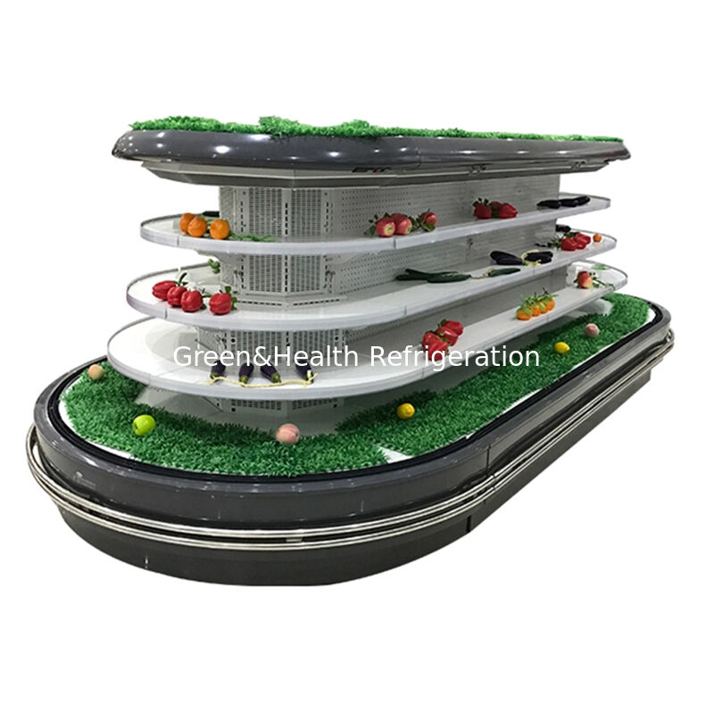 スーパーマーケット陳列用、自動霜取り、LED照明、省エネ機能を備えた業務用マルチデッキオープンチラー