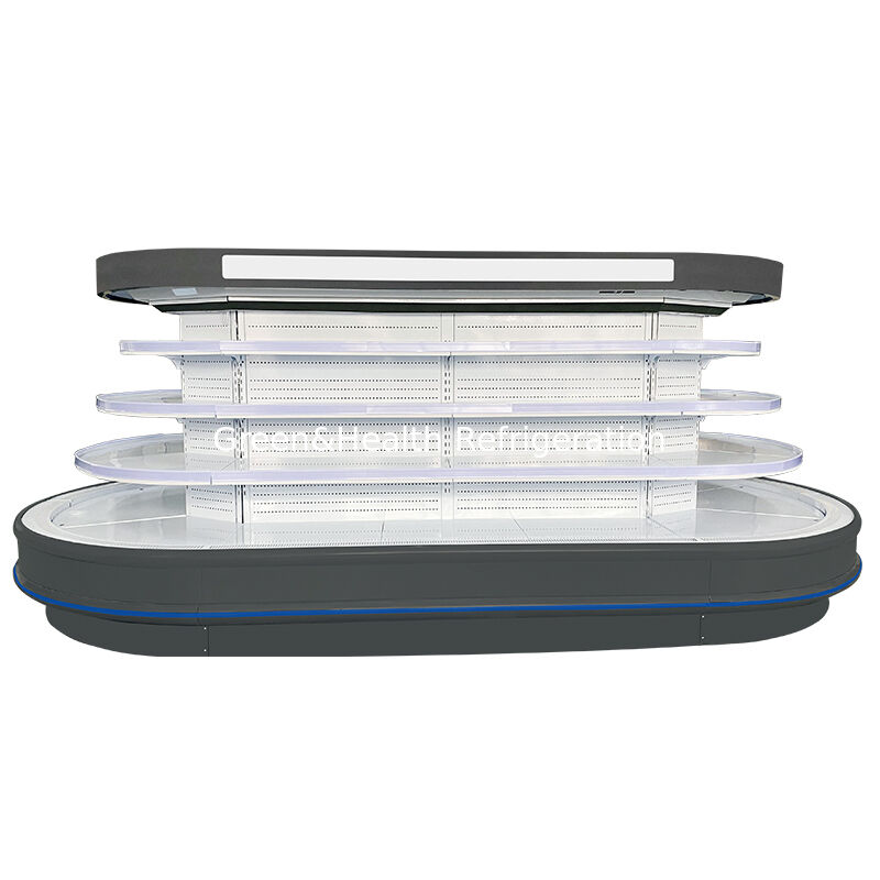 スーパーマーケット陳列用、自動霜取り、LED照明、省エネ機能を備えた業務用マルチデッキオープンチラー