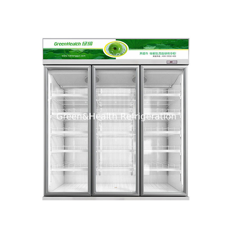 グリーンヘルス LG-1000W 3ドア商用ソフトドリンク冷蔵庫,トップマウントユニット,0°C10°C