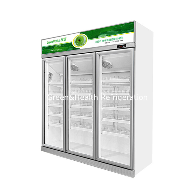 グリーンヘルス LG-1000W 3ドア商用ソフトドリンク冷蔵庫,トップマウントユニット,0°C10°C