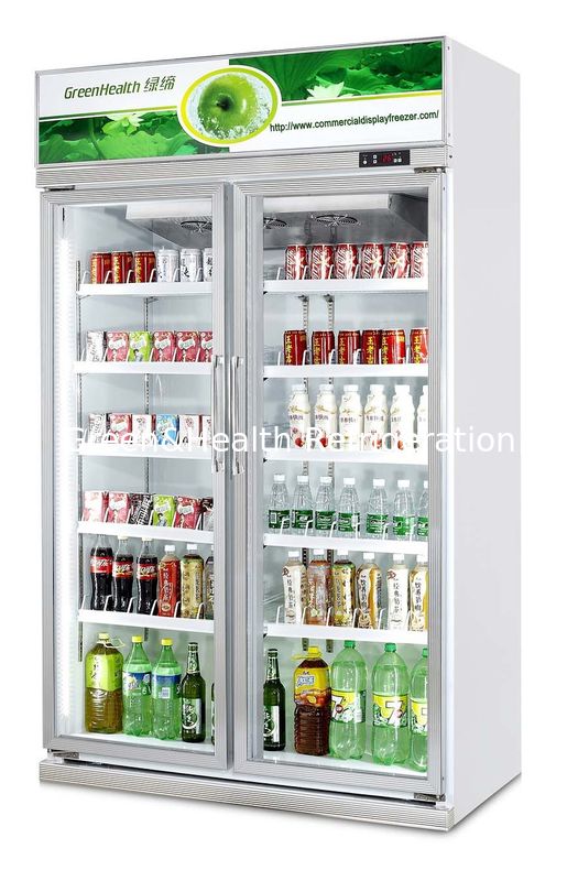 480L ダンフォスコンプレッサー搭載 0-10℃温度制御ガラスドア冷蔵庫 業務用飲料クーラー