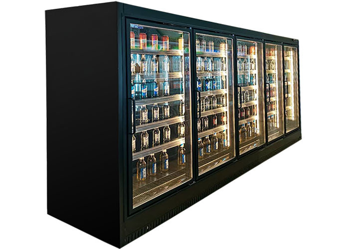 黒いガラス ドアの商業表示フリーザー ビール飲み物のための直立した棒キャビネット