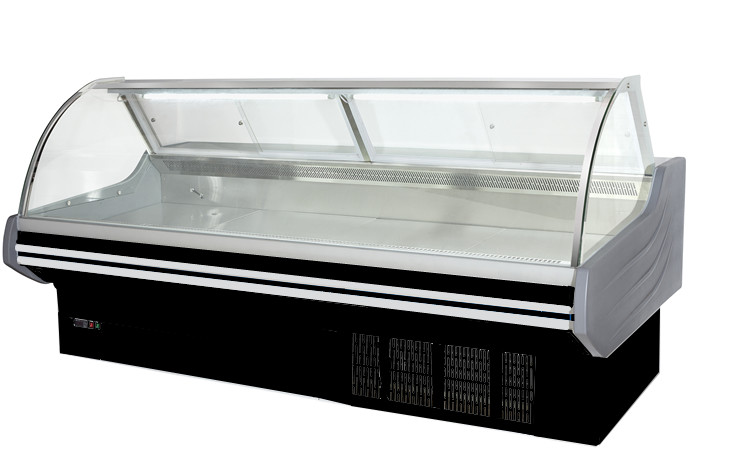 肉店のスーパーマーケットのための2mの白身の肉の表示クーラーのデリカテッセンの表示冷却装置