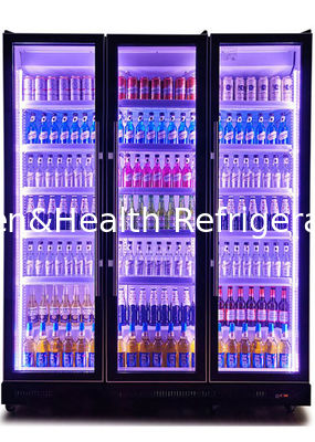 ファンの冷却装置が付いている縦の黒いガラス ドア ビール表示冷却装置