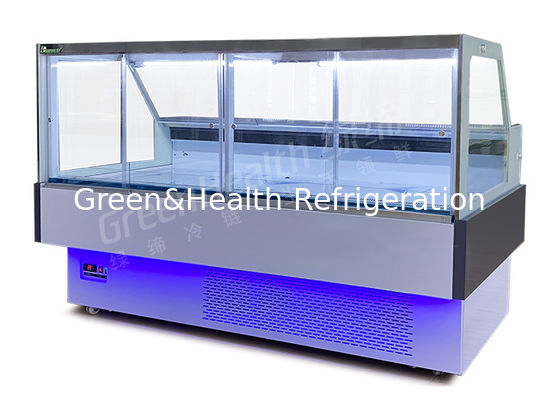 白い前部Danfossの圧縮機が付いている開いたスライド ガラス ドアのデリカテッセンの表示スリラー