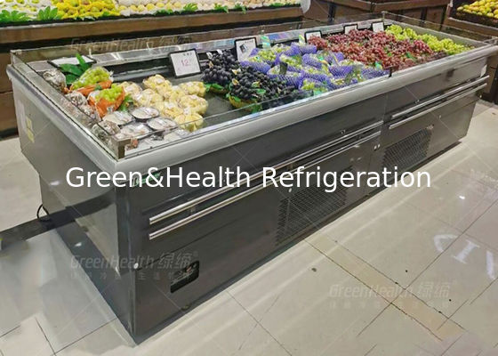 工場供給のフルーツ ショップの商業使用のための開いた表示クーラーの島のタイプ