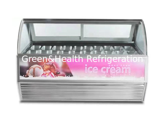 カスタマイズされた鍋が付いているジェラートの店の商業アイス クリームの表示フリーザー