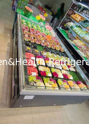 正方形の開いたタイプ スーパーマーケットの島のフリーザーの店の野菜フルーツの陳列ケース700L