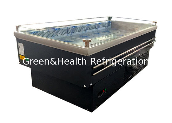 静的冷却 スーパーマーケット 島 冷蔵庫 オープンガラス 水平果物展示台