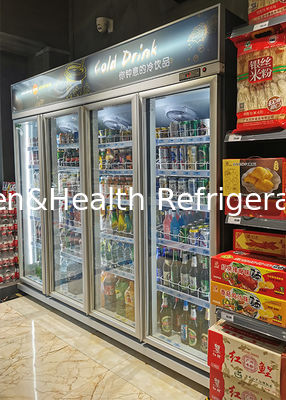 小規模市場のための二ドア垂直ガラスディスプレイ冷蔵庫