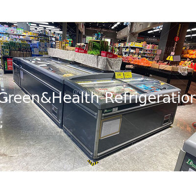 結合されたスーパーマーケットの島のフリーザー