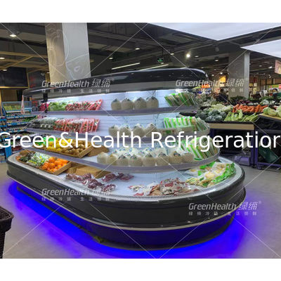 カスタムアイランド商品展示 丸いキャビネット マルチデッキオープンチラー