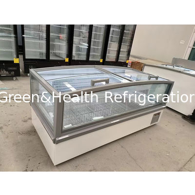 大きな窓ガラスディスプレイキャビネット スーパーマーケット 島 冷蔵庫 内部 彫刻 アルミ