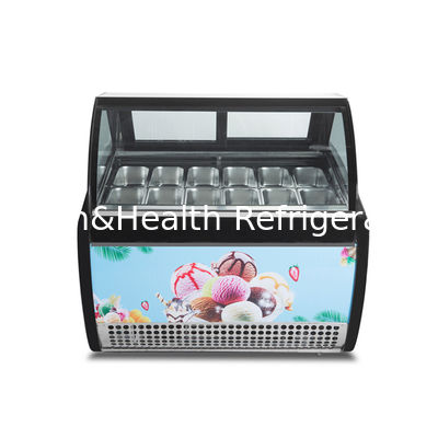 12 味 二重列 ステンレス スチール パン アイスクリーム ディスプレイ 冷蔵庫