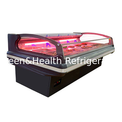 商業用水平スーパーマーケットは、スタイリッシュなヨーロッパスタイルの生鮮肉保管冷蔵庫を使用しています