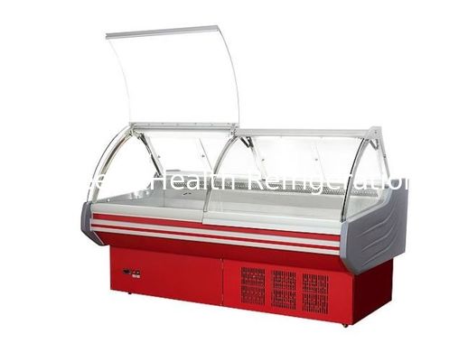 曲げられたガラス ドアのデリカテッセンの表示冷却装置/肉表示スリラーを持ち上げて下さい