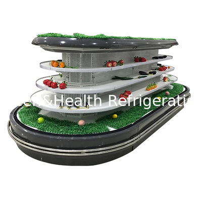 スーパーマーケット陳列用、自動霜取り、LED照明、省エネ機能を備えた業務用マルチデッキオープンチラー