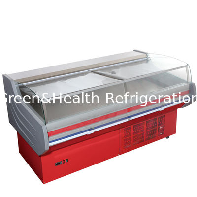 ROHSのデリカテッセンの表示冷却装置、コマーシャルの肉シーフードのための曲げられたガラスが付いている開いた表示フリーザー