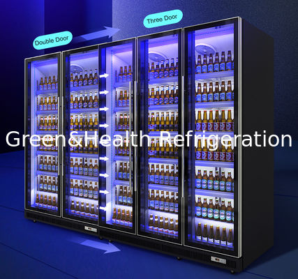 自動車はガラス ドアが付いているペプシ/ミルク/ビールのための車輪が付いている商業直立したフリーザーののための霜を取り除きます