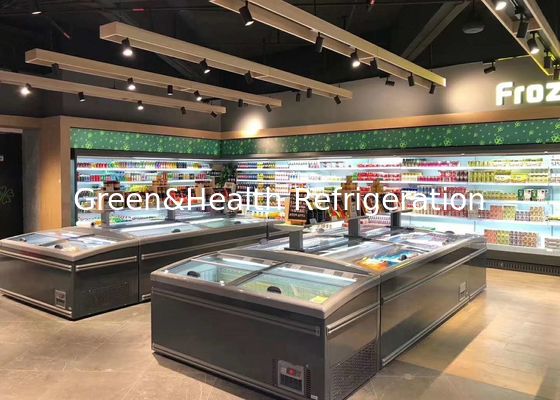 冷凍食品の引き戸の商業表示フリーザーのコンボの島のフリーザー